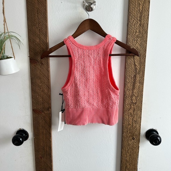 New Urban Rebel Textured Cropped Sweater Tank Top Retro Washed Coral Women’s Sm - Picture 7 of 10